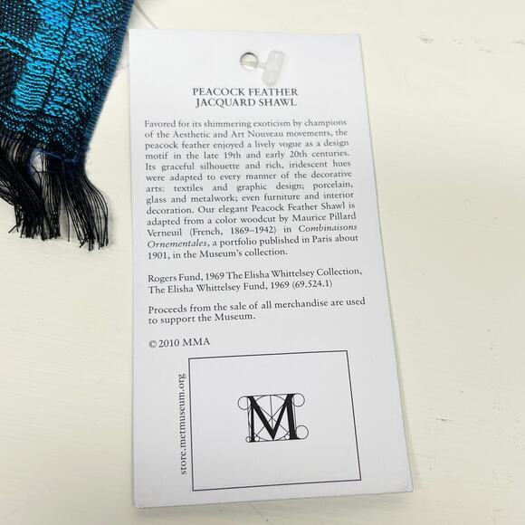 Metropolitan Museum of Art Maurice Pillard Verneuil Peacock Feather Shawl Scarf - Picture 7 of 8